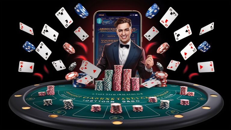 casino-cards-game-with-chips-cubes-dark-black-background-flying-cards-online-casinos